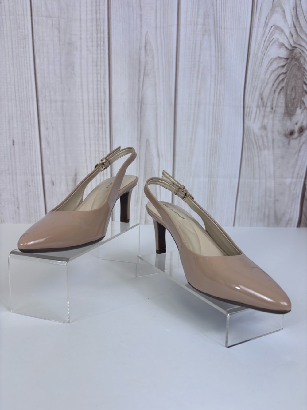 Easy Spirit Raveen Patent Pointed-Toe Slingback Pumps Stiletto Classic Beige 6 - Picture 3 of 15